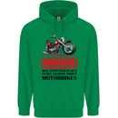 Warning May Spontaneously Talking About Motorbikes Mens 80% Cotton Hoodie Irish Green