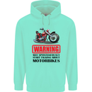 Warning May Spontaneously Talking About Motorbikes Mens 80% Cotton Hoodie Peppermint