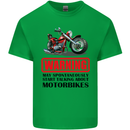 Warning May Spontaneously Talking About Motorbikes Mens Cotton T-Shirt Tee Top Irish Green
