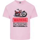 Warning May Spontaneously Talking About Motorbikes Mens Cotton T-Shirt Tee Top Light Pink