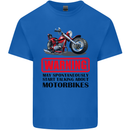 Warning May Spontaneously Talking About Motorbikes Mens Cotton T-Shirt Tee Top Royal Blue