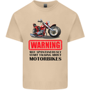 Warning May Spontaneously Talking About Motorbikes Mens Cotton T-Shirt Tee Top Sand