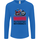 Warning May Spontaneously Talking About Motorbikes Mens Long Sleeve T-Shirt Royal Blue