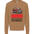 Warning May Spontaneously Talking About Motorbikes Mens Sweatshirt Jumper Caramel Latte
