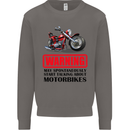 Warning May Spontaneously Talking About Motorbikes Mens Sweatshirt Jumper Charcoal