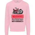 Warning May Spontaneously Talking About Motorbikes Mens Sweatshirt Jumper Light Pink