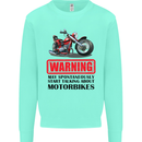 Warning May Spontaneously Talking About Motorbikes Mens Sweatshirt Jumper Peppermint
