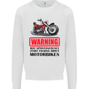 Warning May Spontaneously Talking About Motorbikes Mens Sweatshirt Jumper White