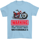 Warning May Spontaneously Talking About Motorbikes Mens T-Shirt Cotton Gildan Light Blue