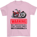 Warning May Spontaneously Talking About Motorbikes Mens T-Shirt Cotton Gildan Light Pink