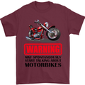 Warning May Spontaneously Talking About Motorbikes Mens T-Shirt Cotton Gildan Maroon