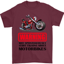 Warning May Spontaneously Talking About Motorbikes Mens T-Shirt Cotton Gildan Maroon