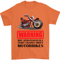 Warning May Spontaneously Talking About Motorbikes Mens T-Shirt Cotton Gildan Orange