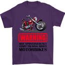 Warning May Spontaneously Talking About Motorbikes Mens T-Shirt Cotton Gildan Purple