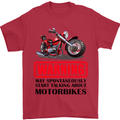 Warning May Spontaneously Talking About Motorbikes Mens T-Shirt Cotton Gildan Red
