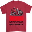Warning May Spontaneously Talking About Motorbikes Mens T-Shirt Cotton Gildan Red