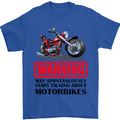 Warning May Spontaneously Talking About Motorbikes Mens T-Shirt Cotton Gildan Royal Blue