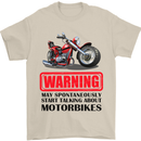 Warning May Spontaneously Talking About Motorbikes Mens T-Shirt Cotton Gildan Sand