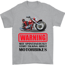 Warning May Spontaneously Talking About Motorbikes Mens T-Shirt Cotton Gildan Sports Grey