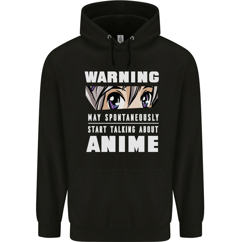 Warning May Start Talking About Anime Funny Childrens Kids Hoodie Black