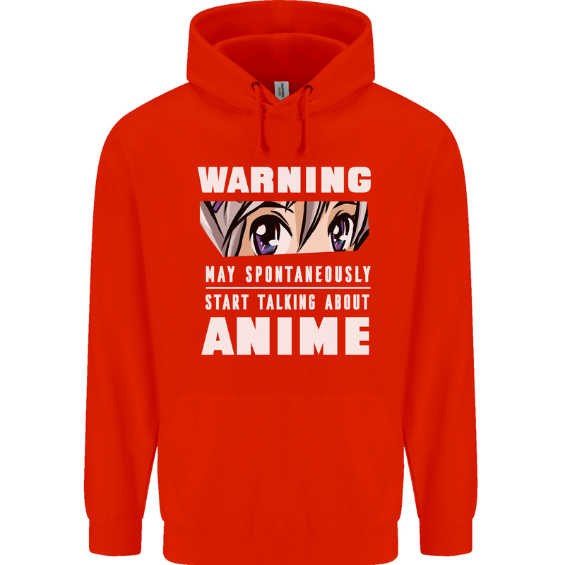 Warning May Start Talking About Anime Funny Childrens Kids Hoodie Bright Red