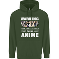 Warning May Start Talking About Anime Funny Childrens Kids Hoodie Forest Green