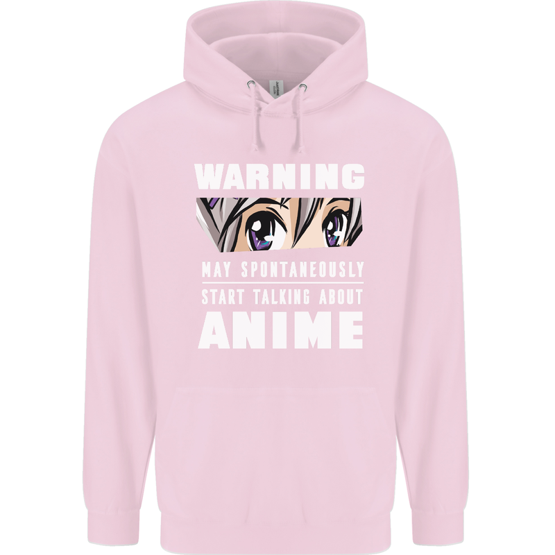 Warning May Start Talking About Anime Funny Childrens Kids Hoodie Light Pink