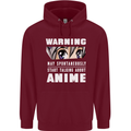 Warning May Start Talking About Anime Funny Childrens Kids Hoodie Maroon