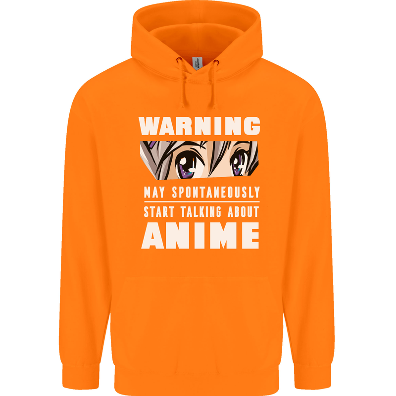 Warning May Start Talking About Anime Funny Childrens Kids Hoodie Orange