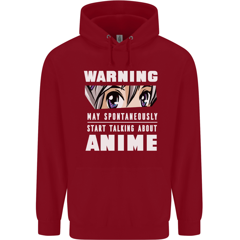 Warning May Start Talking About Anime Funny Childrens Kids Hoodie Red