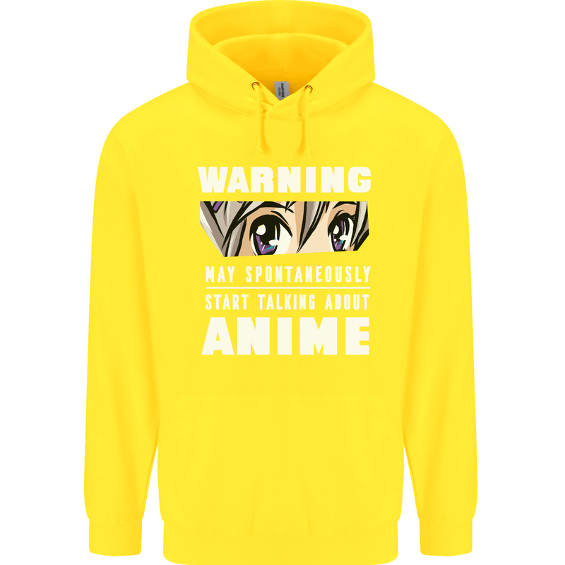 Warning May Start Talking About Anime Funny Childrens Kids Hoodie Yellow