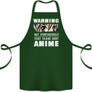 Warning May Start Talking About Anime Funny Cotton Apron 100% Organic Forest Green