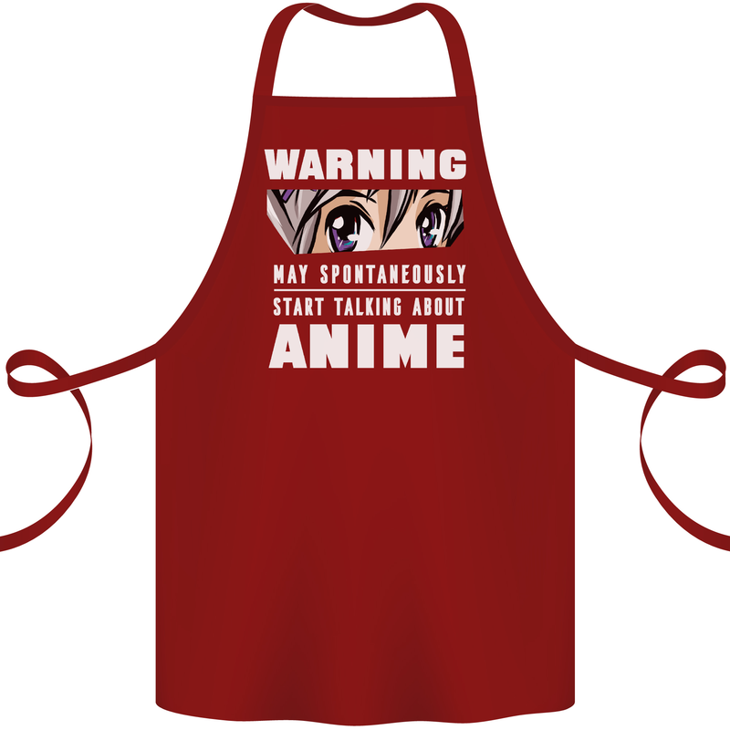 Warning May Start Talking About Anime Funny Cotton Apron 100% Organic Maroon