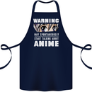 Warning May Start Talking About Anime Funny Cotton Apron 100% Organic Navy Blue