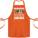 Warning May Start Talking About Anime Funny Cotton Apron 100% Organic Orange