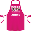 Warning May Start Talking About Anime Funny Cotton Apron 100% Organic Pink