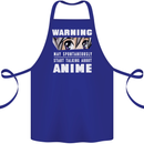 Warning May Start Talking About Anime Funny Cotton Apron 100% Organic Royal Blue