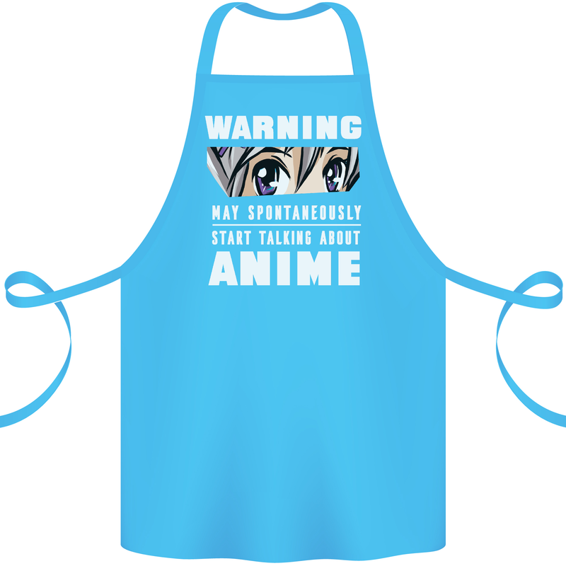 Warning May Start Talking About Anime Funny Cotton Apron 100% Organic Turquoise