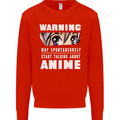 Warning May Start Talking About Anime Funny Kids Sweatshirt Jumper Bright Red