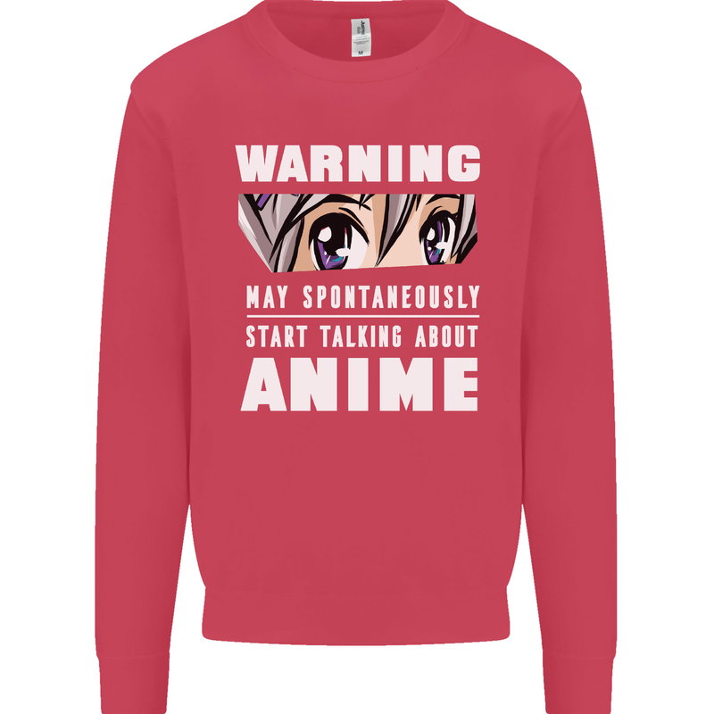 Warning May Start Talking About Anime Funny Kids Sweatshirt Jumper Heliconia