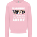 Warning May Start Talking About Anime Funny Kids Sweatshirt Jumper Light Pink