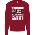 Warning May Start Talking About Anime Funny Kids Sweatshirt Jumper Red