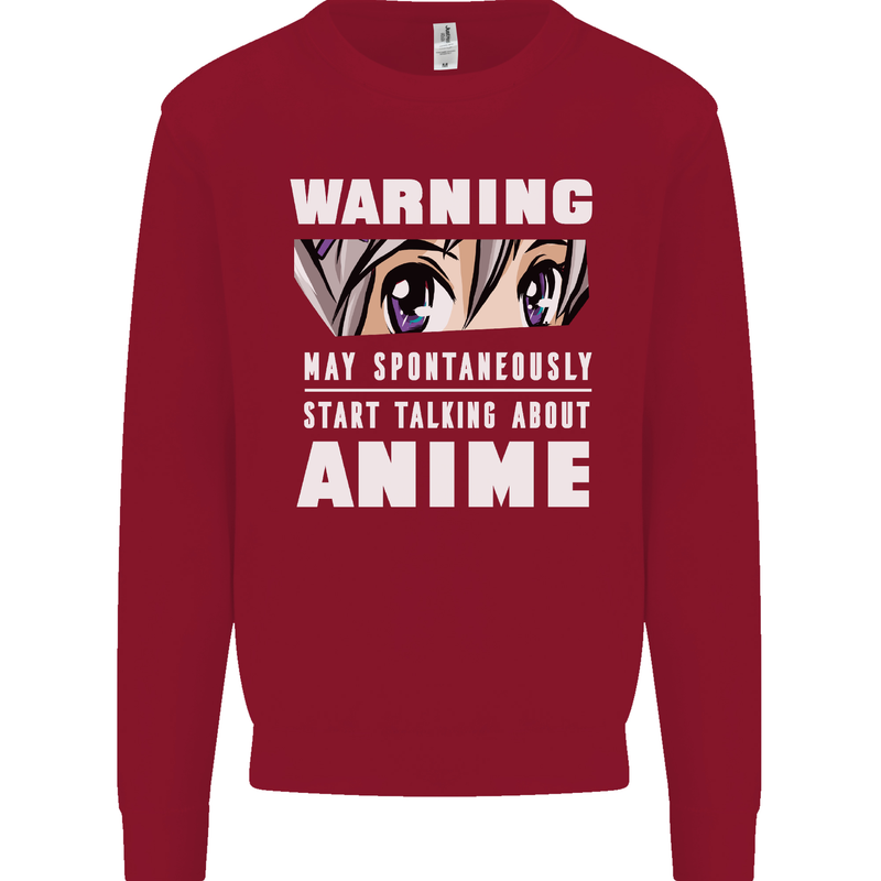 Warning May Start Talking About Anime Funny Kids Sweatshirt Jumper Red
