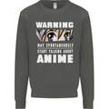 Warning May Start Talking About Anime Funny Kids Sweatshirt Jumper Storm Grey