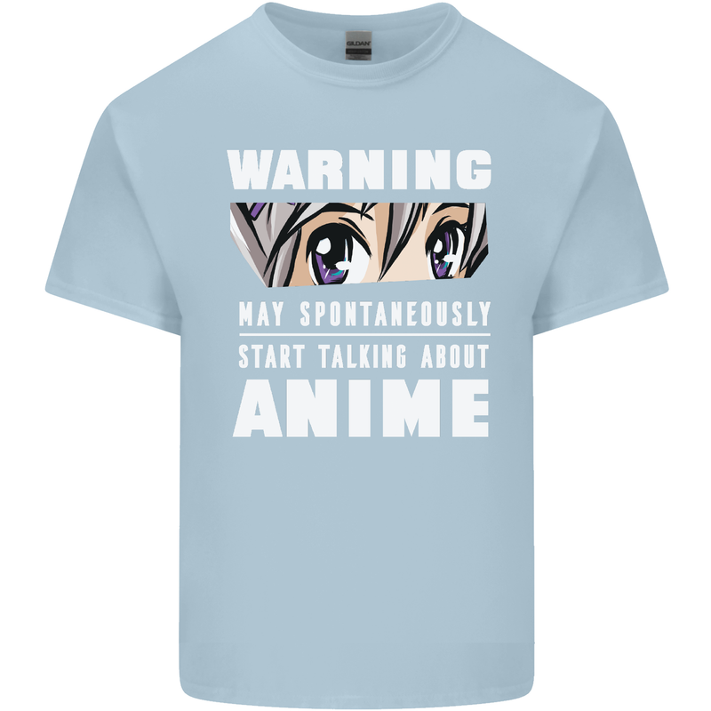 Warning May Start Talking About Anime Funny Kids T-Shirt Childrens Light Blue