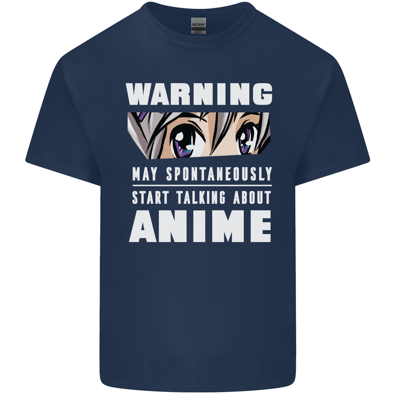 Warning May Start Talking About Anime Funny Kids T-Shirt Childrens Navy Blue