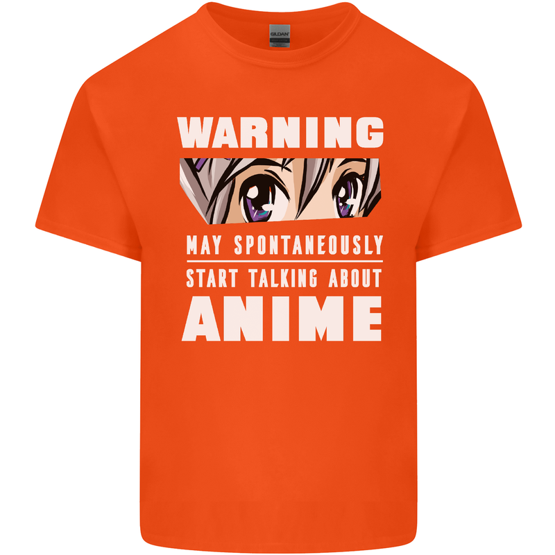 Warning May Start Talking About Anime Funny Kids T-Shirt Childrens Orange