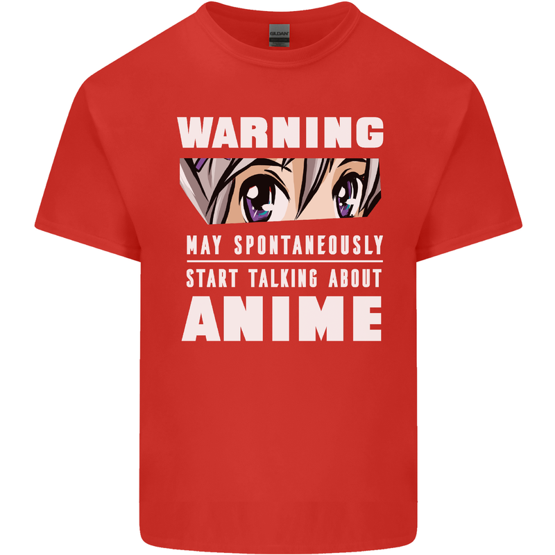 Warning May Start Talking About Anime Funny Kids T-Shirt Childrens Red