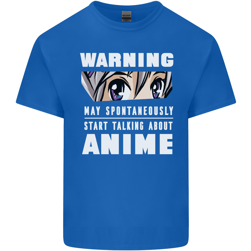 Warning May Start Talking About Anime Funny Kids T-Shirt Childrens Royal Blue