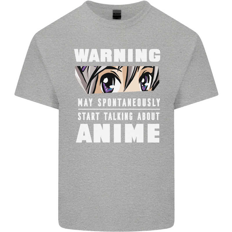 Warning May Start Talking About Anime Funny Kids T-Shirt Childrens Sports Grey